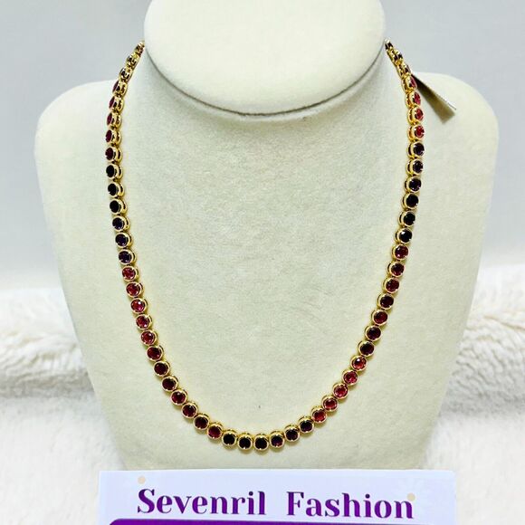 NWT Kendra Scott Carmen Tennis Necklace Gold Ruby Mix Gemstone $120 - Picture 3 of 8